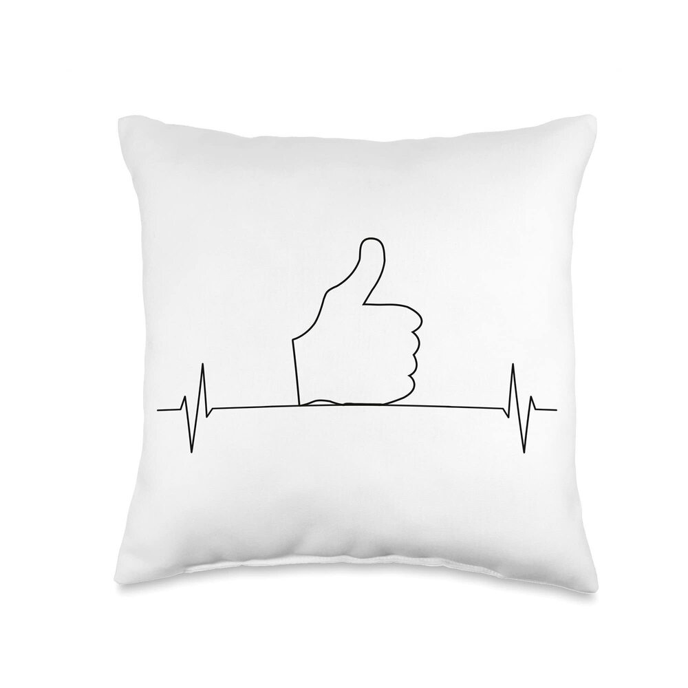 7403 Like Thumbs up, Ok Accept Vintage Heartbeat Throw Pillow